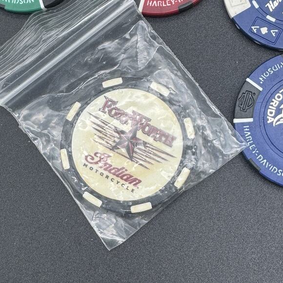 Huge Lot Of 185 Harley Davidson & 1 Indian Poker Chips Destinations Rare Vintage - Picture 8 of 8